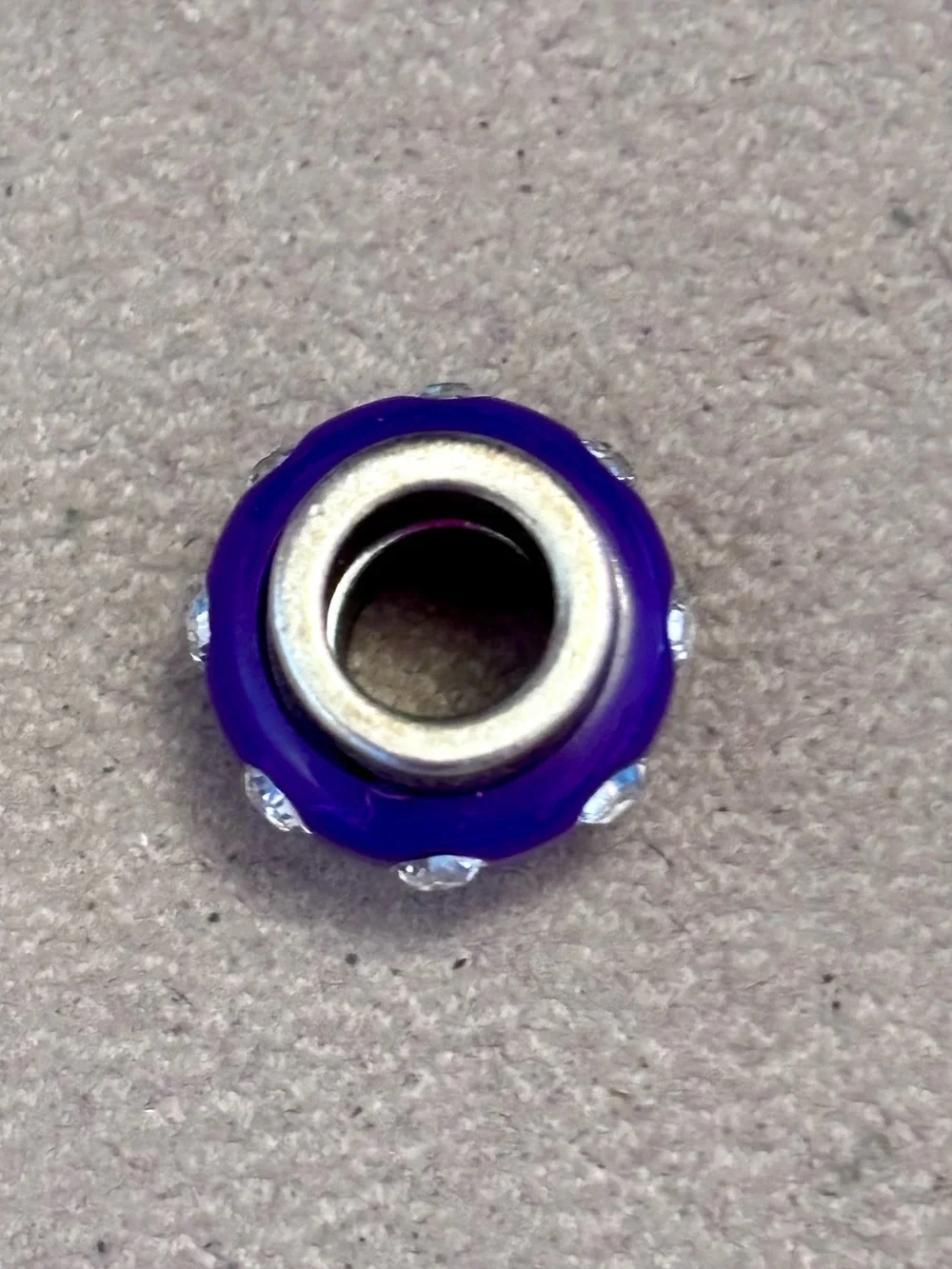 Brighton round Dazzle Spacer Purple resin bead Row of clear crystals Retired